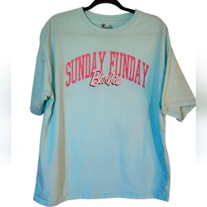 EUC Barbie Blue Sunday Funday Top Short Sleeve Mattel Shirt, Barbiecore Medium